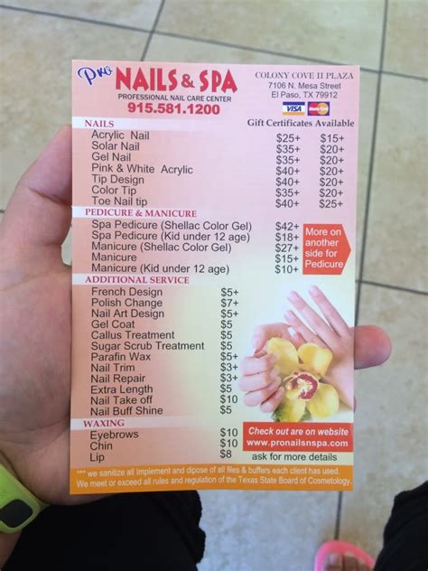 pro nails spa nail salons el paso tx reviews  menu