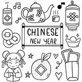 Doodle Neujahr Chinesisches Vektoren sketch template