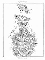 Coloring Fashion Creative Haven Books Book Flower Fantasies Fashions Ming Ju Sun Pages Adults Color People Volwassenen Designs Voor Coloriage sketch template