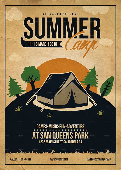 summer camp flyer template print templates graphicriver
