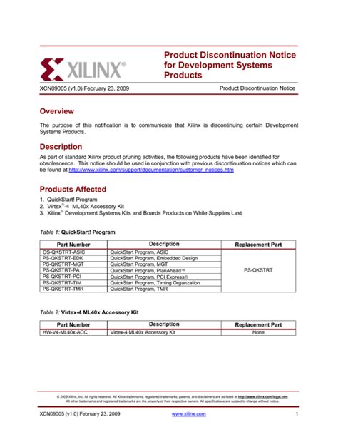 product discontinuation notice  development systems