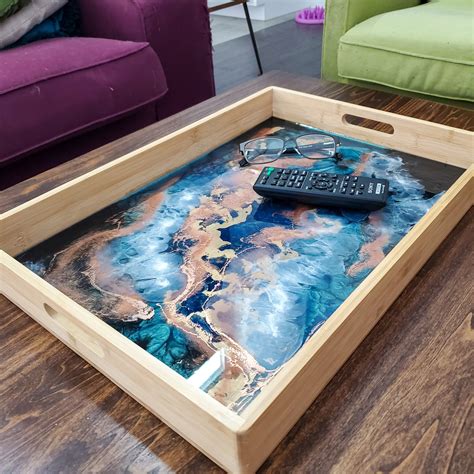 wood  resin tray resin art resin serving tray home etsy