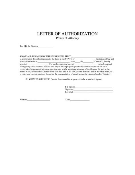 power  authorization letter sample examples