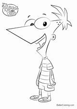 Phineas Coloring Flynn Ferb Pages Printable Adults Kids sketch template