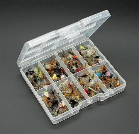 tackle fly box assorted mixed dry flies  trout fishing etsy