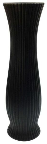 60cm Tall Floor Standing Black Flower Vase Ceramic Round Flared Design