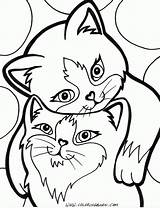 Coloring Cat Pages Kitten Cartoon Cute Popular sketch template