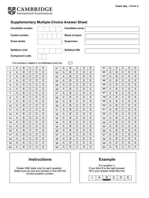 answer sheet template   word fill  printable  blank