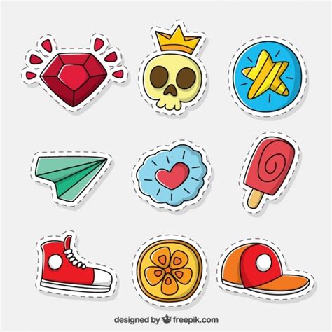 vector   modern hand drawn patches