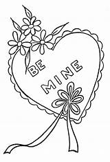 Coloring Pages Valentine Heart Valentines Hearts Mine Print Sheets Kids Color Printable Flower Happy Total Views Through Card Cards Celebrated sketch template