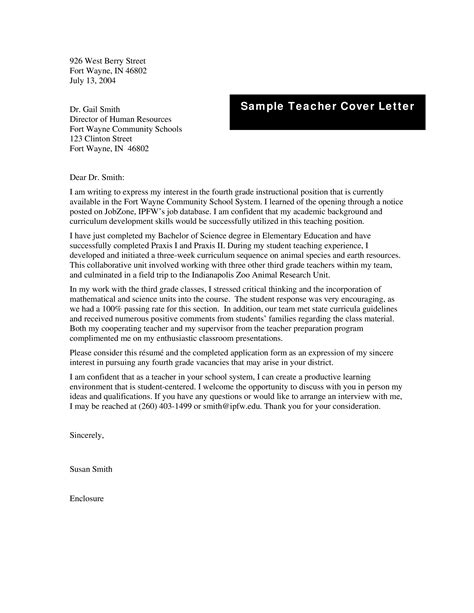 teacher job application letter format