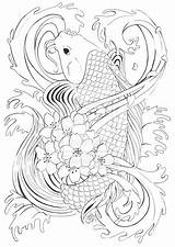 Koi Tattoo Deviantart Fish Coloring Pages Adult Printable Carpe sketch template