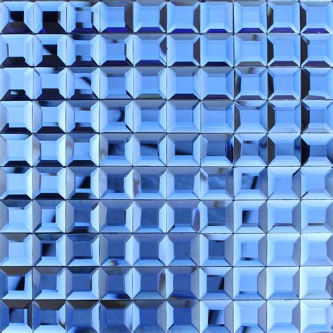 Blue Glass Mosaic Tile Backsplash Pyramid 3d Shower Wall
