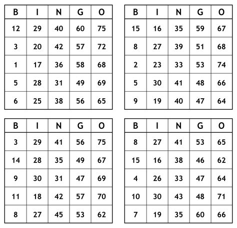 printable bingo cards   printable templates