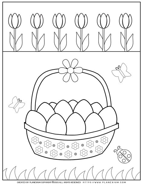 easter coloring page eggs   basket planerium