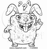 Ugly Rabbit Coloring Cartoon Confused Outlined Clipart Cory Thoman Vector Illustration Royalty Waving 2021 sketch template