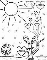 Coloring Jesus Pages Valentine Printable Christian Loves Kids Valentines Preschool Mouse Church Heart Holding Well Print Children Balloons Sheet Soon sketch template