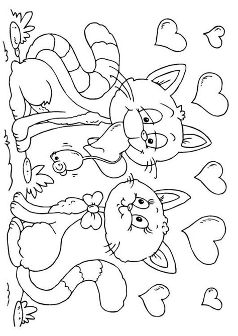image detail  coloring page valentine cats img