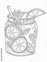 Lemonade Zentangle Colouring Mojito Nourriture Adultes Dover Publications sketch template