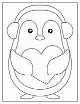 Coloring Valentines Penguin sketch template