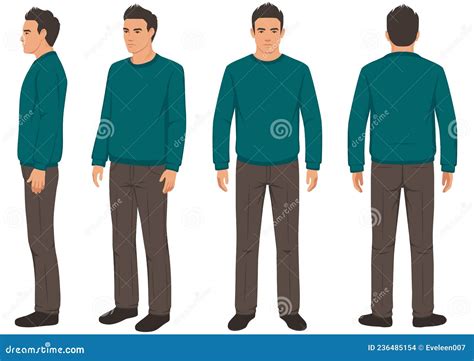 man isolated front   side view stock vector illustration