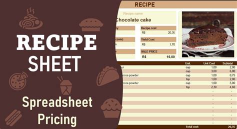 recipe sheets template excel exsheets