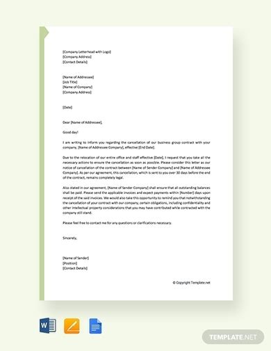 contract cancellation letter  examples format  examples