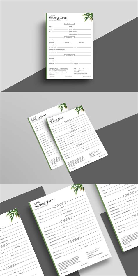 client booking form template stationery templates templates stationery design