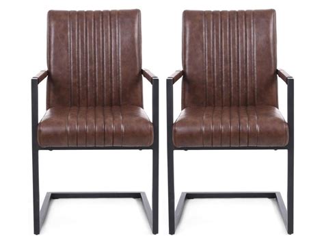Shankar Archer Brown Leather Match Cantilever Carver Accent Dining