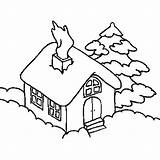 Coloring Snow House Houses Covered Christmas Snowy Pages Pole North Color Netart sketch template
