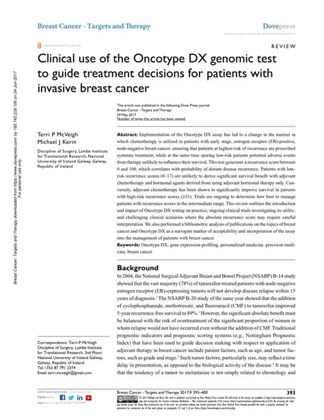 clinical    oncotype dx genomic test  guide treatment
