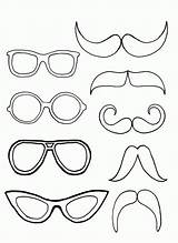 Coloring Moustache Pages Mustache Eyeglasses Kids Template Drawing Printable Color Stick Pair Glasses Sunglasses Hockey Clipart Puck Eye Online Colouring sketch template