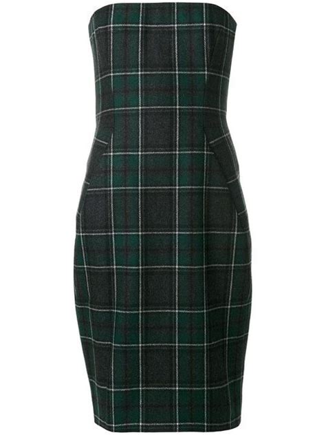 dsquared2 plaid felted wool bustier dress in black green modesens