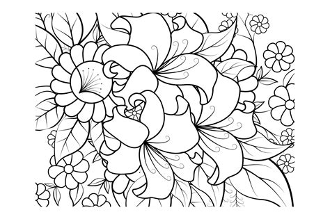 floral coloring page book  adults graphic  stromgraphix creative