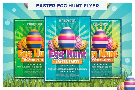 easter day egg hunt flyer template flyer templates creative market