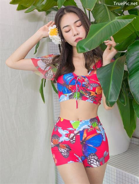 True Pic An Seo Rin Flower And Butterfly Bikini Korean Model Fashion