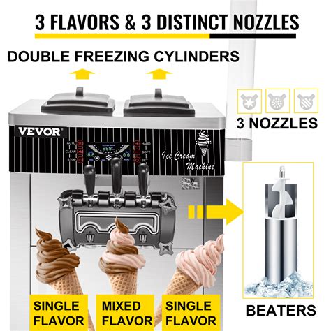 Vevor 3 Flavor Commercial Soft Serve Ice Cream Maker 20 28l H Stainless