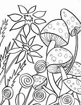 Mushroom Garden Coloring Pages Dea Lenihan Downloadable Artsy Kindergarten Drawing sketch template