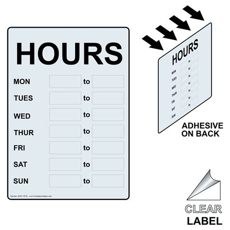 hours label nhe  dining hospitality retail