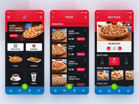 dominos pizza app  selim oezkoek  dribbble