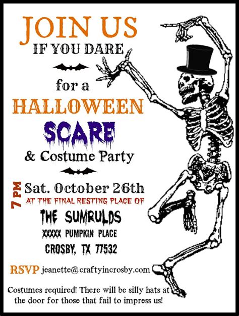 crafty  crosby halloween party invitations  template