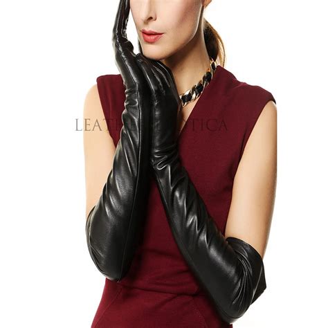 Chic Styled Women Long Leather Gloves Leatherexotica