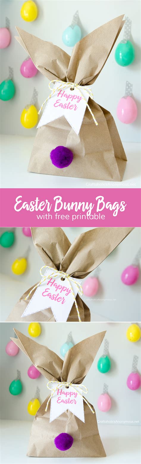 craftaholics anonymous easter bunny gift bags   printable tags