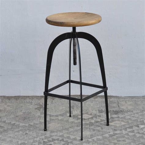 industrial iron leg bar stool home barn vintage