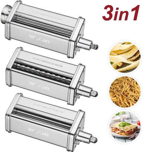 pasta maker attachments set fits kitchenaid stand mixerswith  roller  cutter stainless steel