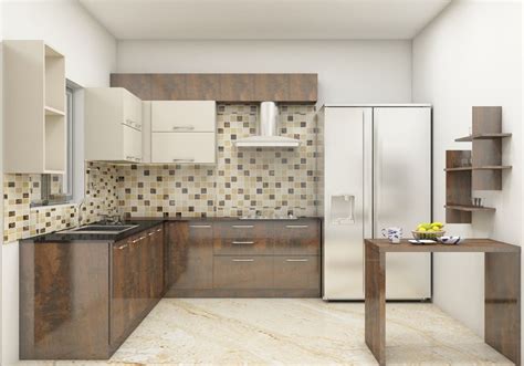 beech  shaped kitchen  laminate finish kitchen modular  shaped modular kitchen