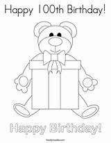 Coloring Birthday Happy 100th Bear Print Pages Teddy Funny Ll Twistynoodle Kids Cute sketch template