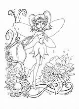 Fairy Coloring Pages Flower Flowers Colouring Fairies Kids Deviantart Jadedragonne Printable sketch template