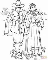Coloring Puritan Pages England Couple Drawing sketch template