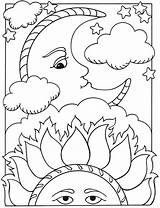 Coloring Sun Pages Moon Star Adult Color Choose Board sketch template